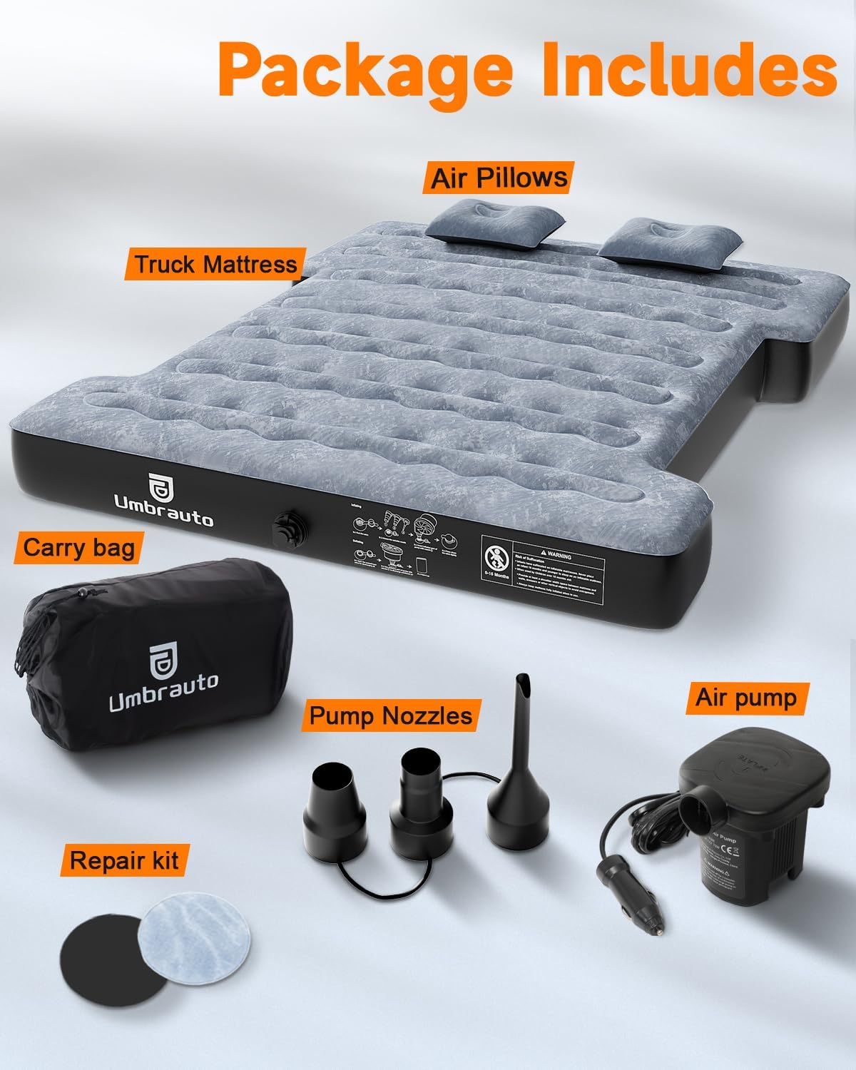Umbratuo inflatable mattress is suitable for medium-sized short truck lathes ranging from 6-6.6 feet (approximately 1.8-2.0 mete
