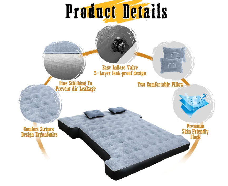Umbratuo inflatable mattress is suitable for medium-sized short truck lathes ranging from 6-6.6 feet (approximately 1.8-2.0 mete